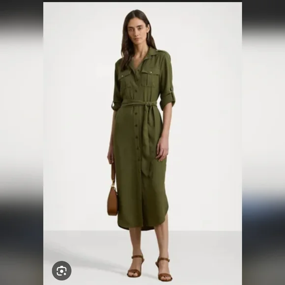 Ralph Lauren Olive Green Shirt Dress - Rsvp Roycenjen - Picture 9 of 10